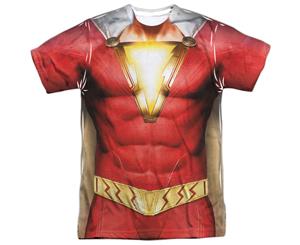 Shazam Movie Costume Uniform Sublimated Front and Back Print Men's T-Shirt