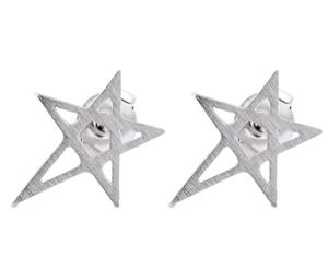 Short Story Star Stencil Earrings - Silver