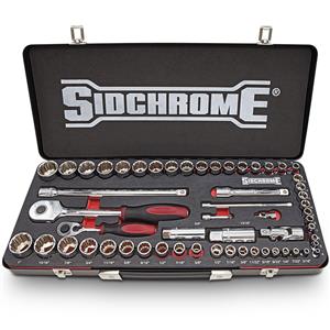 Sidchrome 56 Piece 1/4 & 1/2 Metric/AF Socket Set