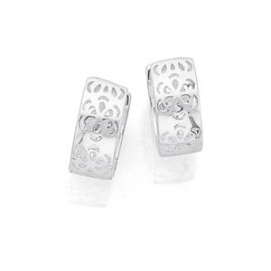 Silver Filigree Huggie Earrings