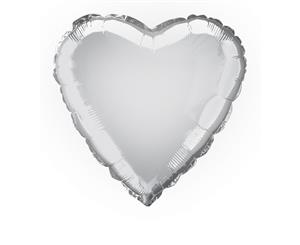 Silver Heart 45cm Foil Balloon Packaged