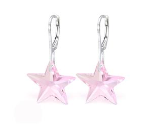 Silver Star rosaline earrrings made with Swarovski Crystal