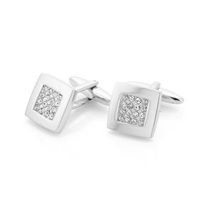 Silver Tone Stone Set Cufflinks