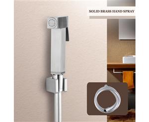 Square Brass Brushed Nickel Toilet Bidet Spray Kit with 1.2m PVC Hose