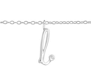 Sterling Silver Cubic Zirconia &quotL" Silver Anklet