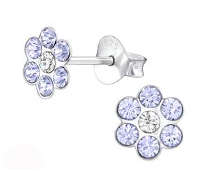 Sterling Silver Kids Crystal Flower Stud earrrings made with Swarovski Crystal