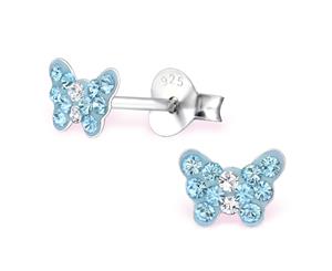 Sterling Silver Kids Heart Stud earrrings made with Swarovski Crystal