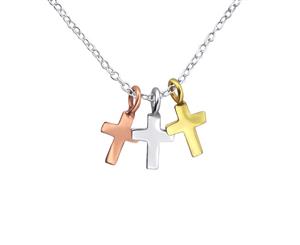 Sterling Silver Plain Crosses Necklace