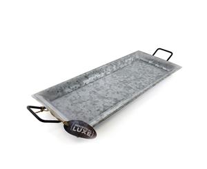 ThirstyStone Large 66cm Rectangle Galvanized Iron Serving Tray Platter w Handle