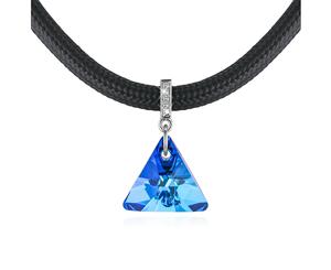 Trigon Capri Blue Necklace Embellished with Swarovski crystals-Gold/Capri Blue