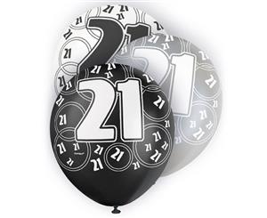 Unique Party 12 Inch 21St Birthday Black Balloons (Pack Of 5) (White/Black) - SG6001