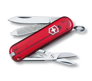 VICTORINOX CLASSIC SD SWISS ARMY KNIFE Multi Pocket Tool Gadget - Translucent Red