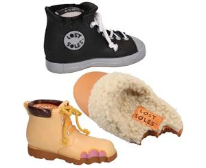 Vinyl Lost Soles Sneaker Slipper & Work Boot Dog Toy Bundle With Squeak