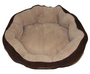 Washable Brown Fleece Dog Cat Bed-Small