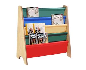 Yescom Wooden Sling Bookcase Bookshelf Nature Magazine Book Kids Bedroom Storage