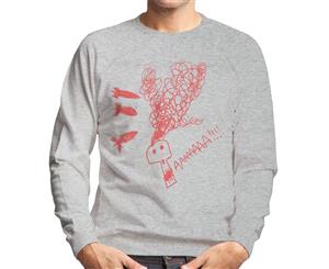 Zits Red Aaaaah Skull Doodle Men's Sweatshirt - Heather Grey