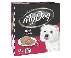 12 x My Dog Beef & Liver Trays 100g