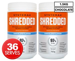 2 x Systemax Shredded Protein Powder Chocolate 750g