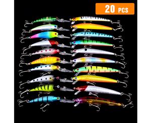 20pcs Minnow Popper Crank Hard Plastic Fishing Lures Bass Trout Salmon Tackle