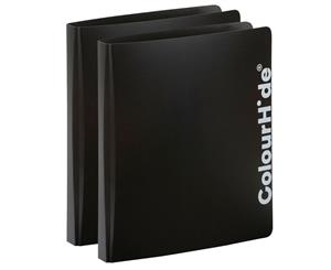 2PK ColourHide A4 D Ring Binder Paper/File Document Holder/Organiser Storage BLK