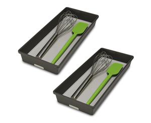 2PK Madesmart Large Bin Kitchen Cutlery Utensil Tray Drawer Organiser Granite