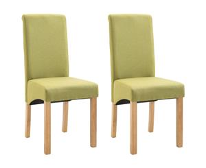 2x Dining Chairs Green Fabric Home Kitchen Dinner Restaurant Seating
