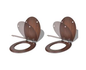 2x Toilet Seats with Soft Close Lids MDF Washroom WC Covers Pad 2 color - Brown