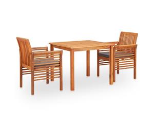 3 Piece Solid Acacia Wood Outdoor Dining Set with Cushions Patio Set