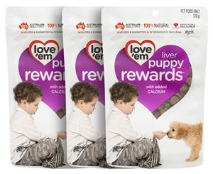 3 x Love 'Em Puppy Rewards Liver 120g