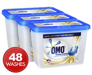 3 x OMO Active Clean Laundry Liquid Dual Caps 16pk