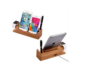 3-in-1 Wooden Charging Dock Station for Iphone and Apple Watch