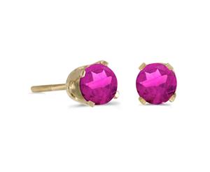 4 mm Round Pink Topaz Screw-back Stud Earrings in 14k Yellow Gold