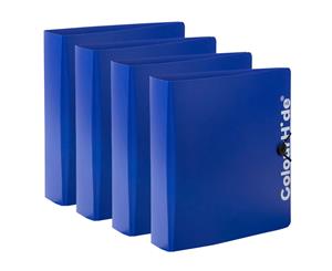 4PK ColourHide A4 Lever Arch File w/ Button Organiser/Storage Paper Holder Blue