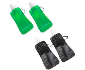 4x Doozie 450ml Collapsible Camping Water Drink Bottle Gym Sport Green Black