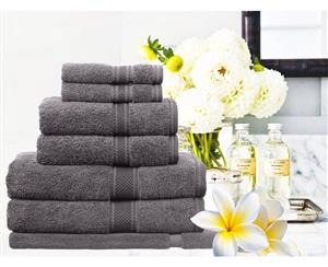 650GSM Real 100% Egyptian Cotton 7 Pieces Towel Set Charcoal