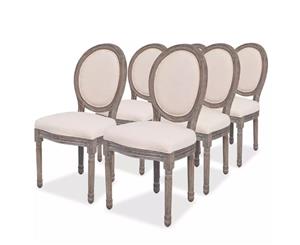 6x Dining Chairs Linen Foam-Padded Kitchen Living Room Furniture Seats