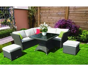 7 Seater Outdoor Corner Lounge Set with Sofa Footstools and Square Table