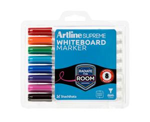 8pc Artline Supreme Whiteboard Markers Water Based Writing Pens Assorted Colours