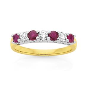 9ct Gold Ruby & Diamond Ring