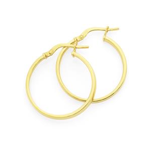 9ct Gold on Silver 2.5x20mm Square Tube Hoop Earrings