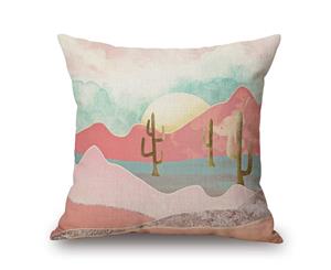 Abstract Watercolor Landscape Painting on Cotton&linen Pillow Cover 84442