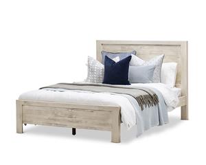 Acacia Ash Cream Reclaimed Wood Coastal Style Queen Bed Frame