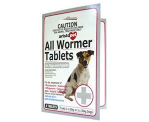 All Wormer Tablets for Dogs & Puppies 10kg - 6 Tabs (Aristopet)