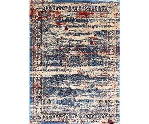 Artifact Medallion Blue and Multi Distressed Viscose Rug