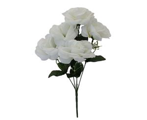 Artificial Fake Flowers Bouquet Greenery Foliage Leaf Roses Wedding Decor[Design Rose B (Cream)]