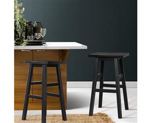 Artiss 2 x Wooden Bar Stools Kitchen Bar Stool Chairs Barstools Black