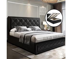 Artiss Double Full Size Gas Lift Bed Frame Base With Storage Mattress Leather Black TIYO