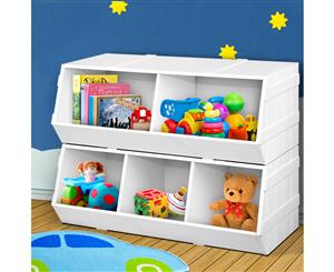 Artiss Kids Toy Box Bookshelf Storage Cabinet Stackable Bookcase Shelf Organiser