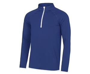 Awdis Just Cool Mens Half Zip Sweatshirt (Royal Blue/ Arctic White) - RW4815