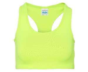 Awdis Just Cool Womens/Ladies Sleeveless Girlie Sports Crop Top (Electric Yellow) - PC2631